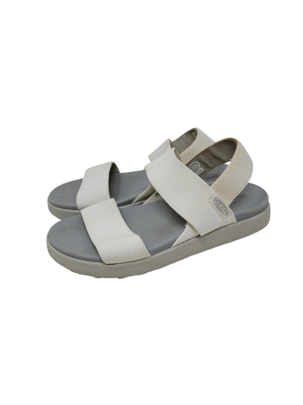 Keen Elle Backstrap Casual Open Toe Sandals Size 8 White Canvas Comfort Womens